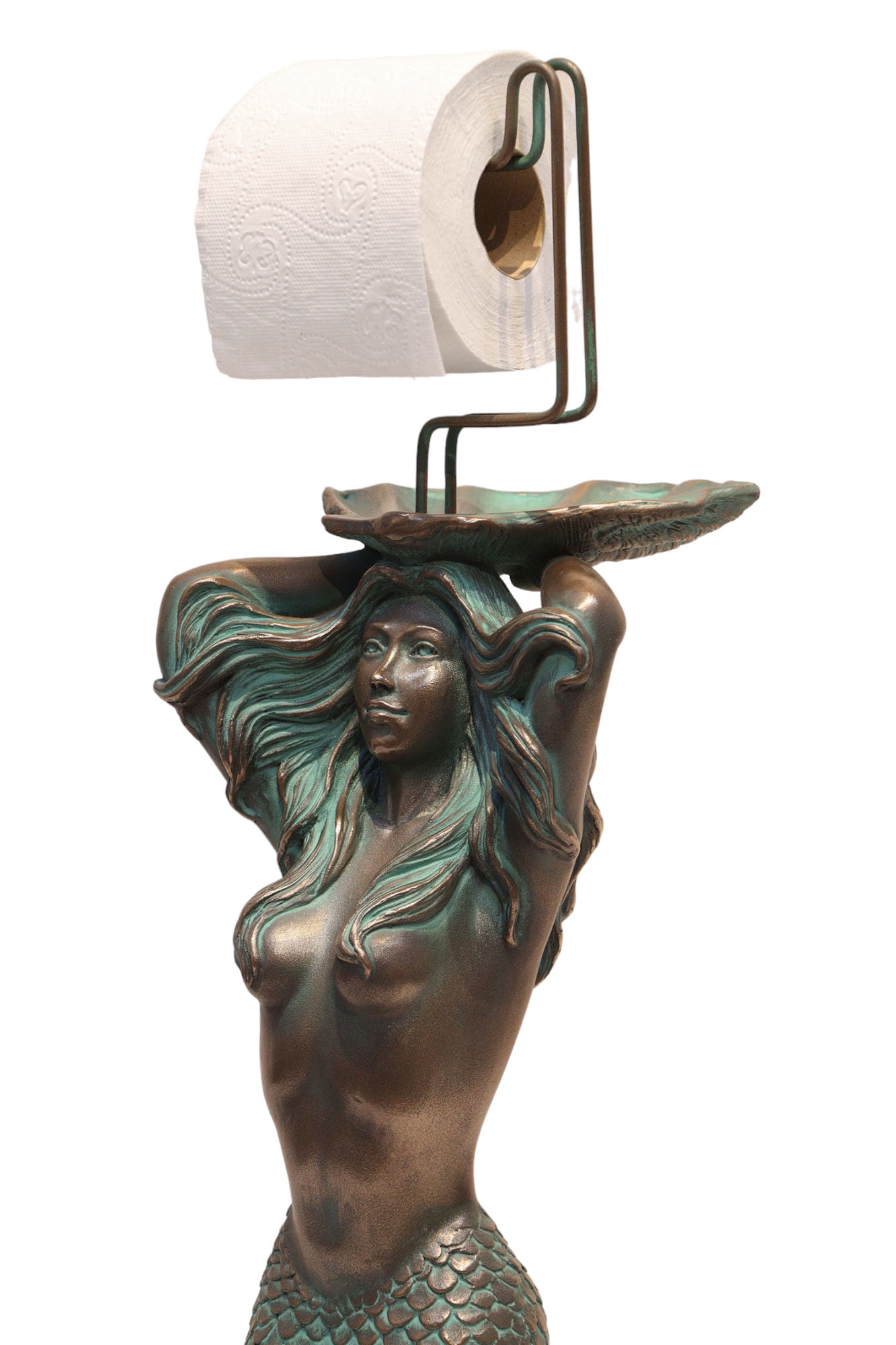 Mermaid Toilet Paper Holder Verde Bronze