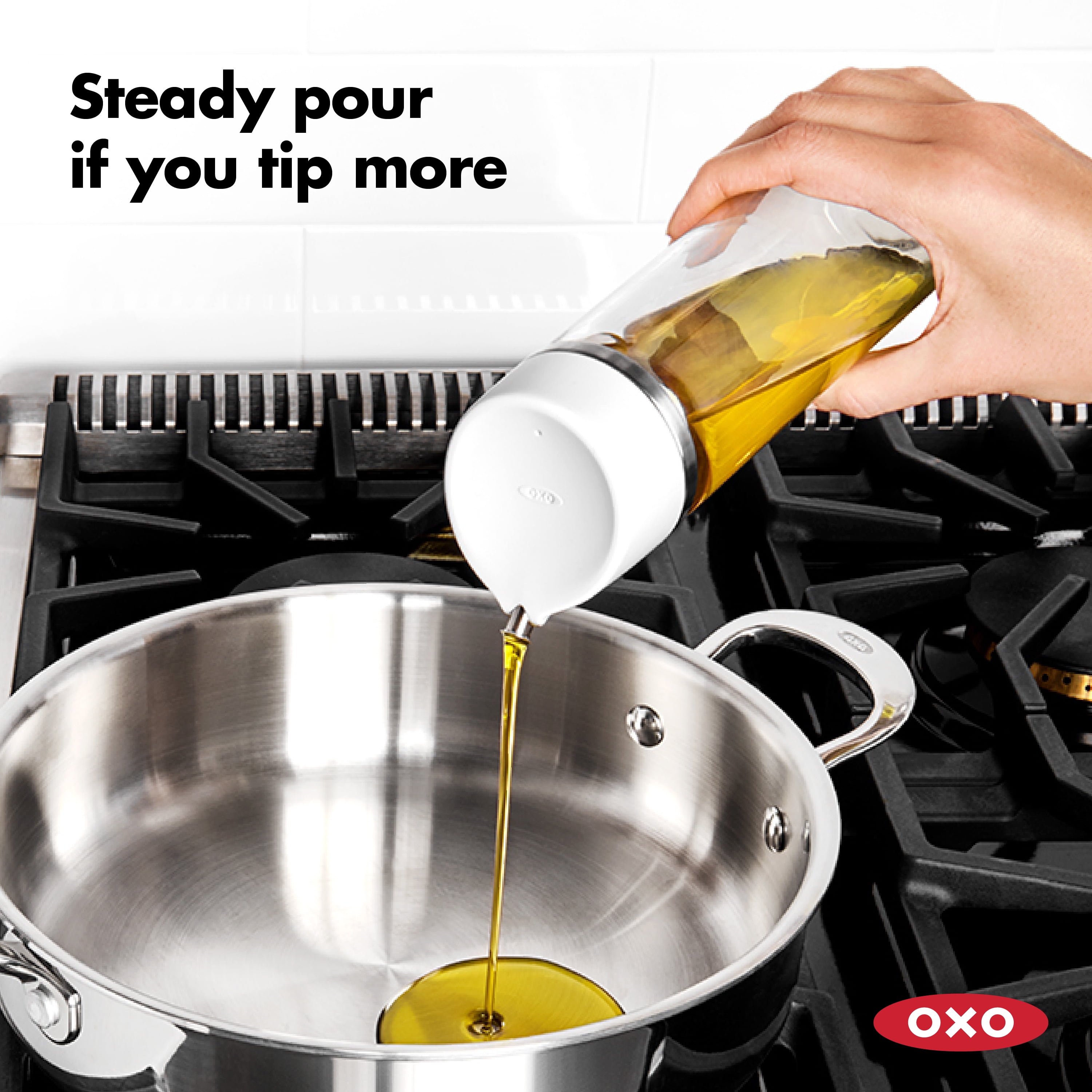 OXO SoftWorks Glass 12 oz Oil and Vinegar Dispensing Bottle with Precision Pour Dispenser