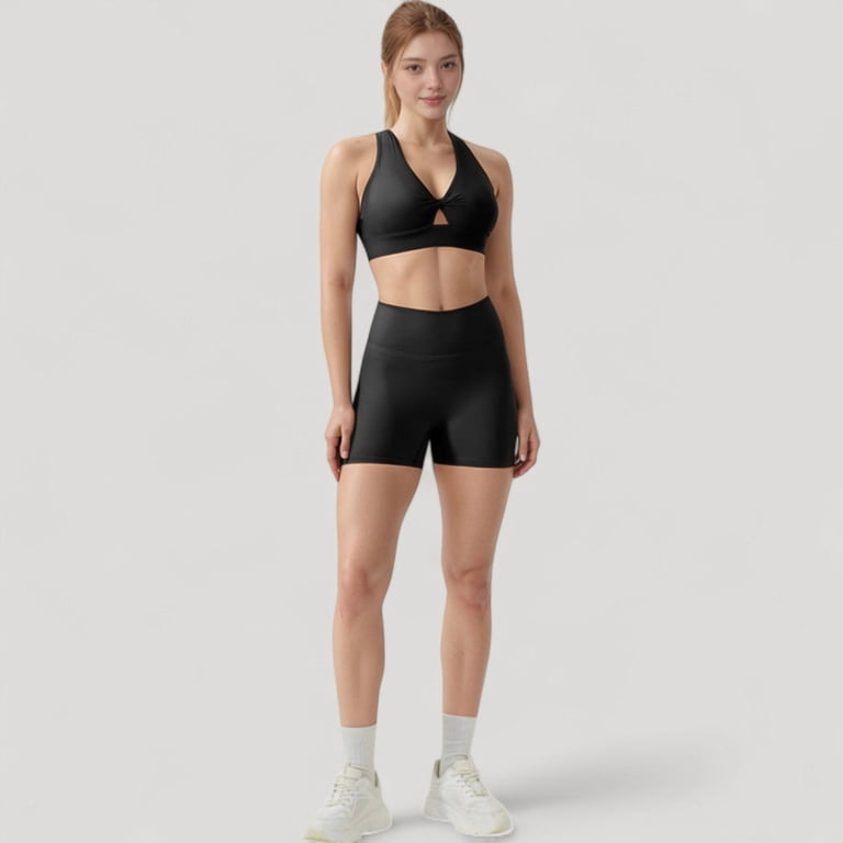 Women's Twist Front Sports Bra with Keyhole Cutout and Wide
