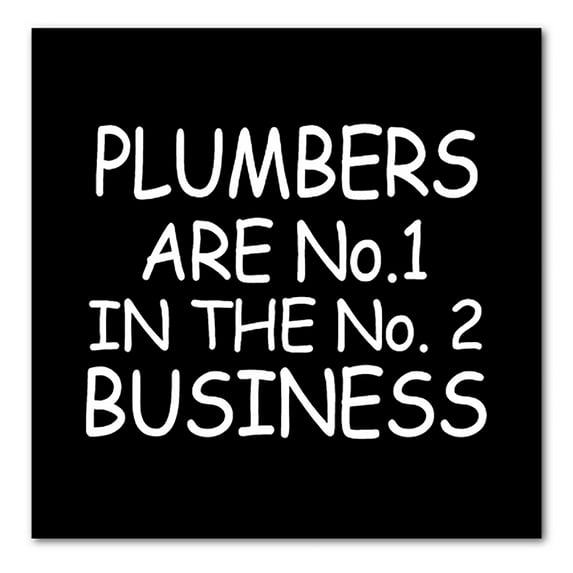 DistinctInk Custom Bumper Sticker - 3" x 3" Decorative Decal - Black Background - Plumbers #1 in the #2 Business