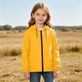 thumbnail image 5 of FRSASU Girl's Waterproof Hooded Windbreaker Jacket Zip‑Up Long‑Sleeve Drawstring Hood & Elastic Cuffs Rain Coat for 5‑16 Years Yellow, 5 of 9