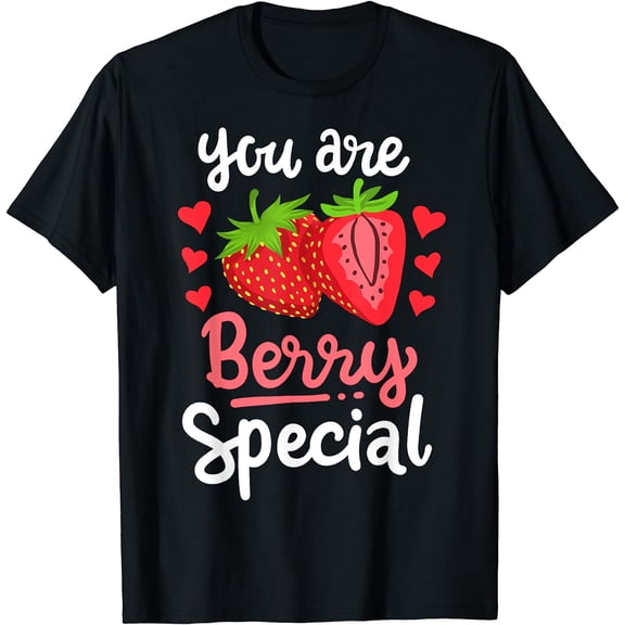 Strawberry Strawberry Lover Valentines Day T-Shirt Black Large