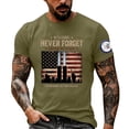 thumbnail image 2 of Patriot Day 9/11 Never Forget Men's T-Shirt - Vintage Text Graphic Crew Neck Pullover with Patriotic Theme for Remembrance Events Army Green L, 2 of 4