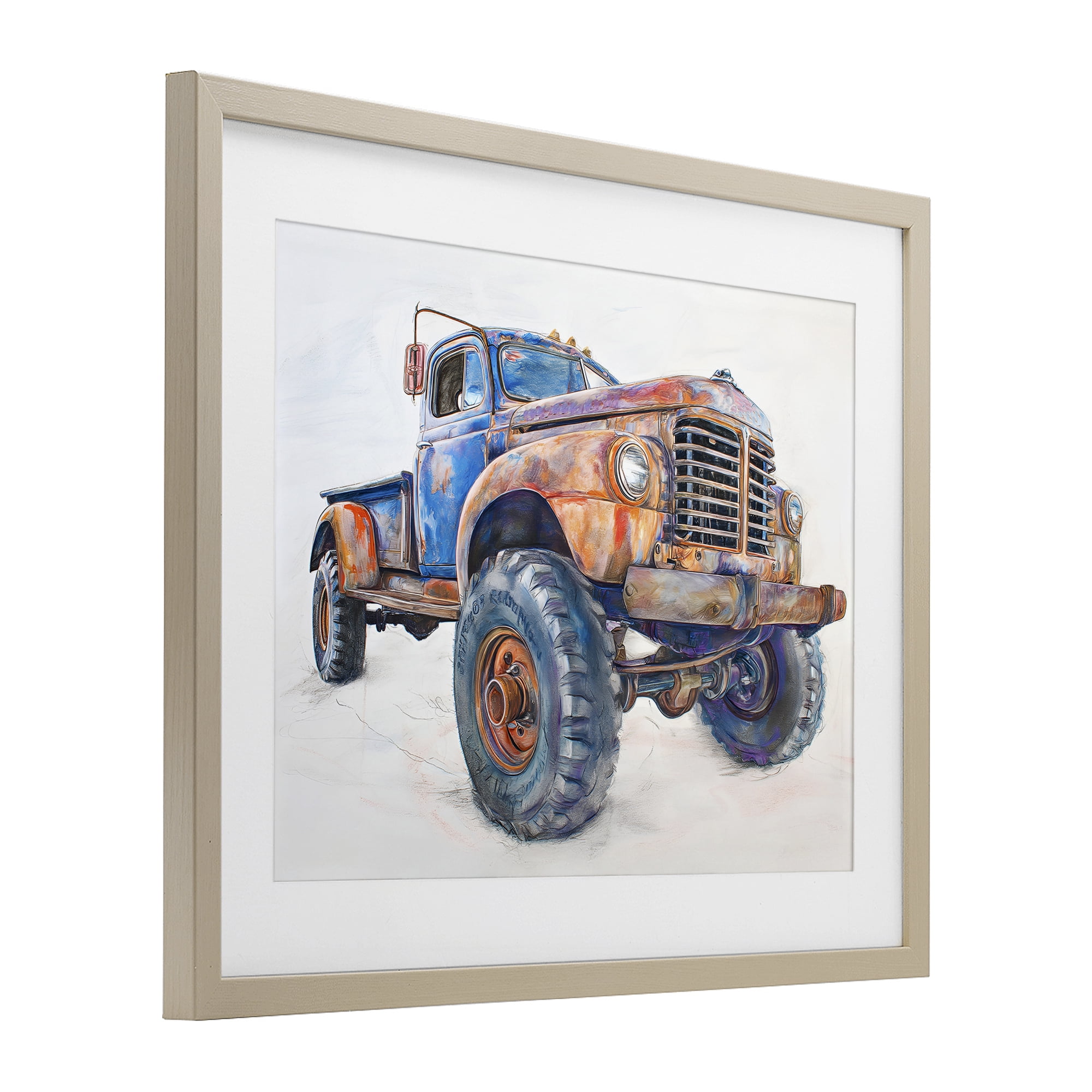 Stupell Industries Old Rustic Truck Illustration Birch Framed Print Under Glass, design by Steve Hunziker
