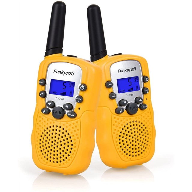 Walkie talkies para niños, radio profesional 388 radios para niños a partir de 3 años PMR 446 alcance hasta 3 km 8 canales para compras, parque de atracciones, camping, compras, interior -