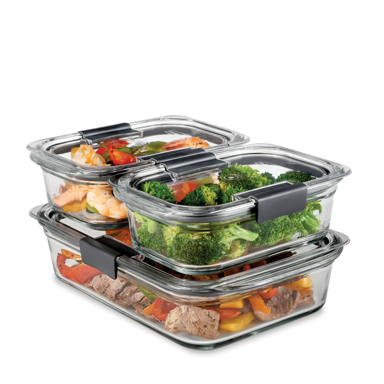 Rubbermaid Brilliance Glass Variety Set of 4 Food Storage Containers with  Latching Lids 