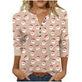thumbnail image 2 of HOMBOM Womens V Neck Tops Button down Plus Size Loose Christmas Snowflakes Holiday Khaki Shirts for Ladies Xmas, 2 of 5