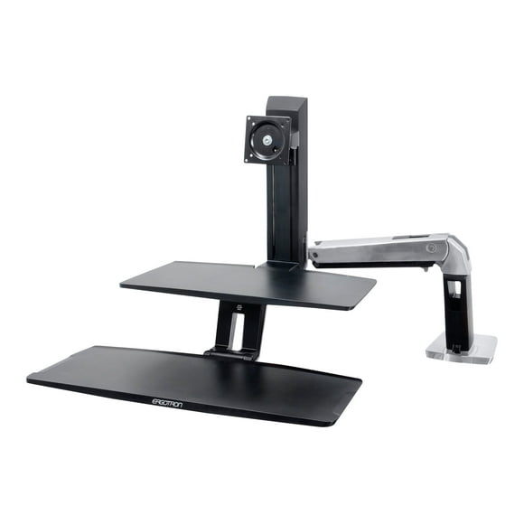 Ergotron WorkFit-A Single LD Workstation With Suspended Keyboard - Standing desk converter - polished aluminum, black
