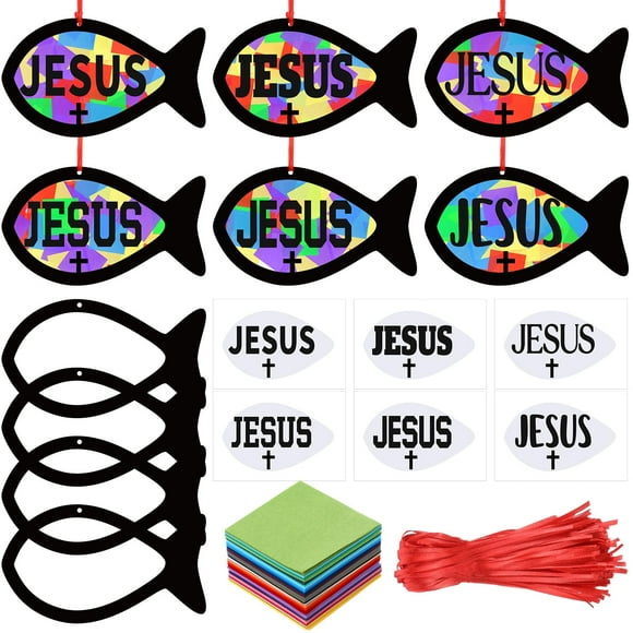 Juego de 24 juegos de papel de seda Craft Kit Sinload Faith Fish Cross