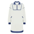 thumbnail image 4 of Nmnitkp Dresses for Women Sports Shirt Skirt With Half Zipper V-neck Long Sleeved Contrasting Color Casual Dress White,XS, 4 of 5