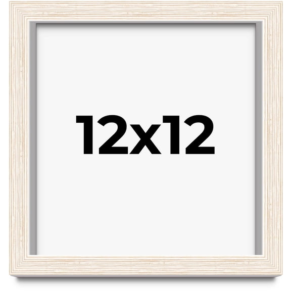 12x12 Shadow Box Frame White | 1.125 Inches Deep Real Wood Rustic Shadowbox Display Frame | UV