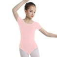 thumbnail image 2 of TSSOE Kids Girls Basic Short Sleeves Cotton Gymnastics Leotard Ballet Dancewear Pink 8, 2 of 8