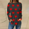 thumbnail image 2 of FAIWAD Tunique à Cœur pour Femmes Manches Longues Col Rond T-Shirts Tendance Grande Taille Chandail Tops, 2 of 4