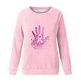 thumbnail image 4 of CLOISE Cancer Sweatshirt Women Breast Cancer Awareness Sweatshirt Hand Ribbon Pink Round Neck Long Sleeve Shirts Cancer Fight Blouses Comfy Pullover Tops Clothes Pink M, 4 of 4
