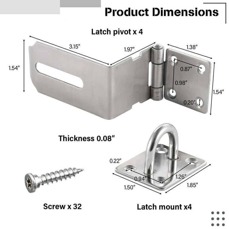 Solid 304 Stainless Steel Hasp Latch 4