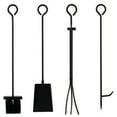 thumbnail image 5 of Indoor and Outdoor Patio Iron Firewood Log Cart with Fireplace Tool Rack, Black, 5 of 7