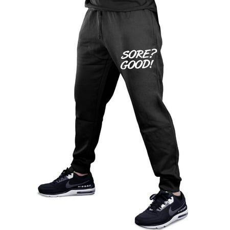 Men's Sore? Good V446 Black Fleece Gym Jogger Sweatpants Small Black