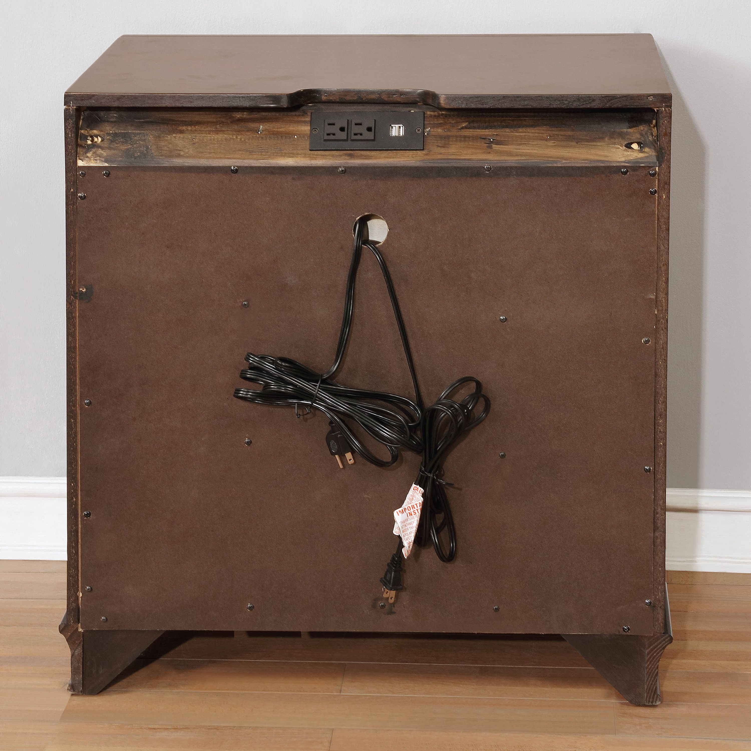 Furniture of America Damien Rustic Nightstand with 3-Drawer, Brown Cherry