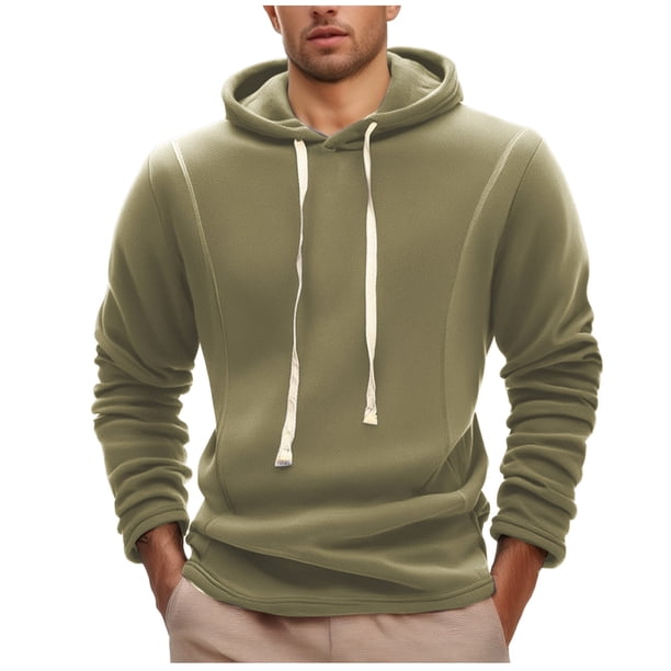 Sudadera con capucha para hombre, informal, lisa, gruesa, con cordón elástico, cierre de manga larga, blusa con capucha, blusa de poliéster para hombre