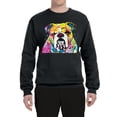 thumbnail image 2 of Wild Bobby Dean Russo Neon Colorful Pug Dog The Bulldog Dog Lover Unisex Crewneck Graphic Sweatshirt, Black, Small, 2 of 5