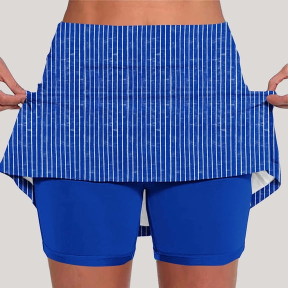 QUNYINEY with Pockets Workout Shorts Women High Waist Striped Athletic Bike Shorts Slim Fit Tummy Control Yoga Legging