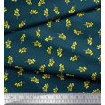 thumbnail image 3 of Soimoi Blue Japan Crepe Satin Fabric Yellow Flower & Dots Print Sewing Fabric Yard 42 Inch Wide, 3 of 5