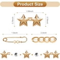thumbnail image 2 of 12 pinzas de cintura para pantalones, clips de metal sin costura para jeans y pantalones, pasadores ajustables y reutilizables con botones de estrella, 2 of 5