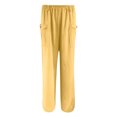 thumbnail image 4 of LLYwey Wide Leg Yoga Pants Women's Solid Color High-waist Loose Women's Wide Leg Pants Stretchy Work Pants Female Long Pant Style H2232 Yellow 3XL, 4 of 5