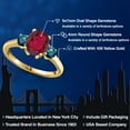 thumbnail image 2 of Gem Stone King 10K Yellow Gold Ruby Red Mystic Quartz and Blue Diamond Engagement Ring for Women | 2.34 Cttw | Oval 9X7MM | Gemstone Birthstone | Size 6, 2 of 6