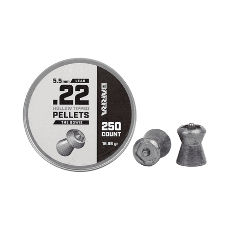 Barra Bowie Hollow Tip Airgun Pellets – 16.66 Grain, .22 Cal / 5.5 mm (250 Count)