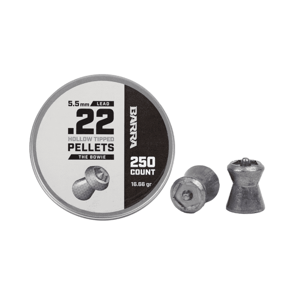 Barra Bowie Hollow Tip Airgun Pellets – 16.66 Grain, .22 Cal / 5.5 mm (250 Count)