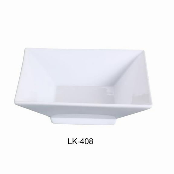 Yanco LK-408 8.5 in. Porcelain Square Bowl with Foot, Bone White - 28 oz - Pack of 12