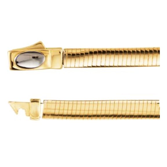 7" 4 mm Two Tone Reversible Omega Chain in 14k Yellow & White Gold