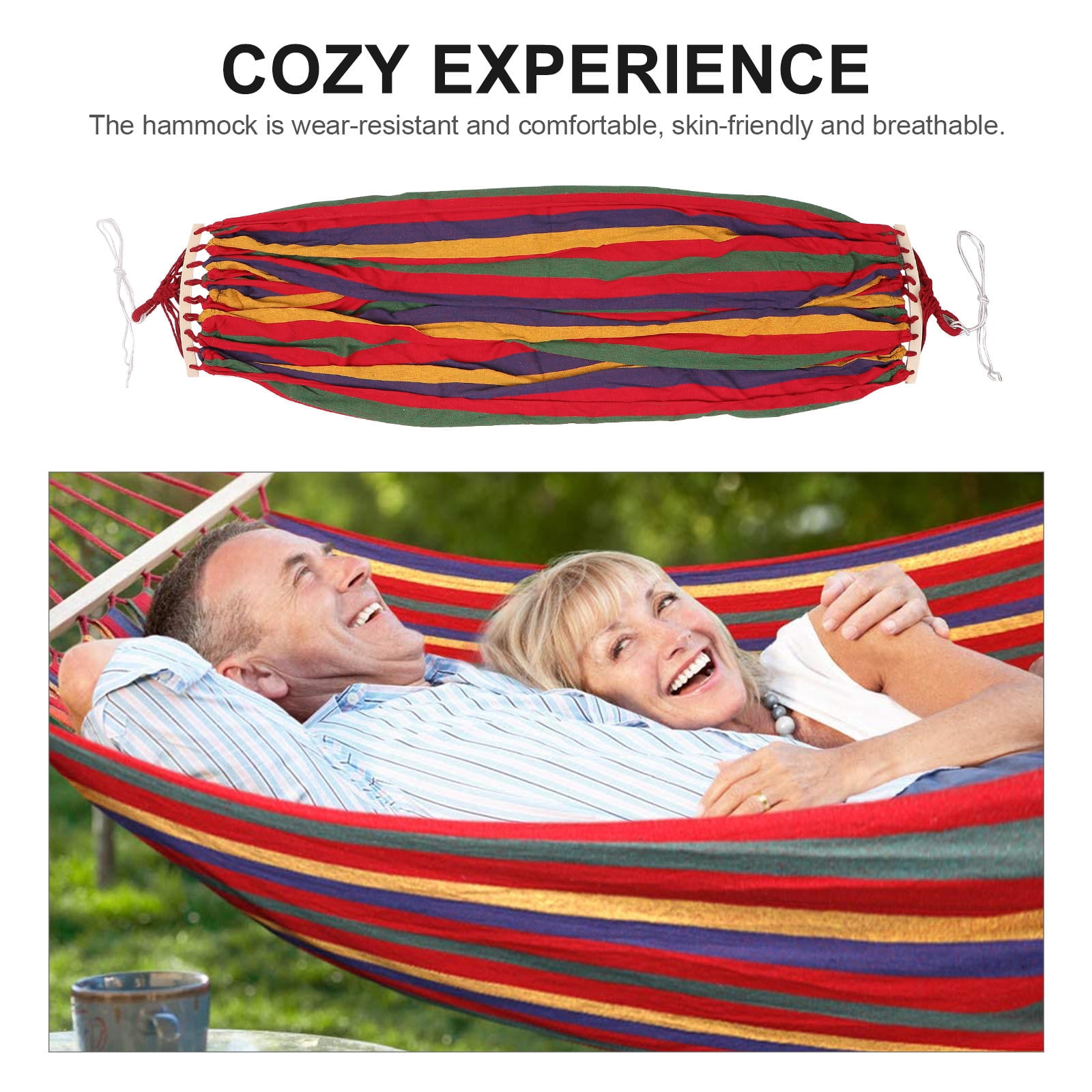 Hemoton 2 pcs Double Hammock Portable Camping Hammock Rope Leisure Hammocks Bed for Outside Garden patio