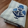 thumbnail image 2 of Hand Block Floral Print Kantha Quilt Cotton Bedsheet Indian Throw Reversible Vintage Coverlet Modern Blanket Handmade Kantha Bedspread, 2 of 4
