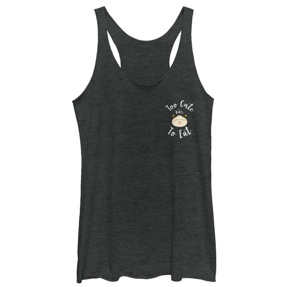 Women's Bao Too Cute to Eat  Racerback Tank Top Black Heather Medium