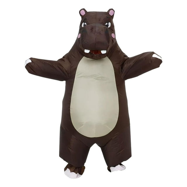 Disfraz inflable de hipopótamo para Halloween, decoración para espectáculos de Pascua. marrón