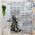 thumbnail image 3 of Cowboy Boots Shower Curtain, 48" x 72", Western Cowboy Hat Ropes Boots Blue Wood Grain Waterproof Bathroom Curtain Washable Shower Curtain Set with 12 Hooks, 3 of 9