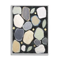 Stupell Industries Abstract Pebbles & Leaves Abstract Painting Gray Framed Art Print Wall Art, 16 x 20