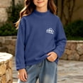 thumbnail image 2 of Nugftut Girls Thermal Tops Soft Lightweight Fleece Warm Thermal Tops Mock Neck Long Sleeve Pullover with Chest Graphic Print, 2 of 6
