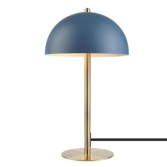 Luna 15" Desk Lamp, Matte Blue, Matte Brass Accents, In-Line On/Off Rocker Switch