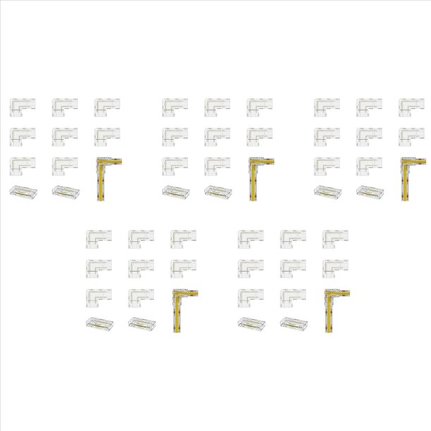 Conector COB de 8 mm Conector de Esquina/en Forma de L de 40 Piezas, Conectores Sin Espacios de 10 Piezas para Tiras de Luces LED COB, NO para Luces de Cinta de 10 mm