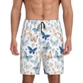 thumbnail image 1 of Balery Butterfly Pantalones cortos de pijama de punto de algodón para hombre con cinturilla y bolsillos-Large, 1 of 6