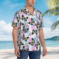 thumbnail image 5 of Balery Bright Butterflies1 Print Men's Hawaiian Shirts Short Sleeve Beach Shirt Relaxed Fit Vacation Button Down Shirts-Large, 5 of 9