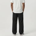 thumbnail image 6 of Umfun Men Loose Wide Leg Sweat Pants Solid Casual Comfort Basic Trousers Soft Daily Home Street Full Length Pants, 6 of 8