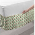 thumbnail image 2 of Damask Bed Skirt, Motifs from Oriental Cultures Pink Flowers on Off White Background, Elastic Bedskirt Dust Ruffle Wrap Around for Bedding Decor, 4 Sizes, Dark Green Turquoise, by Ambesonne, 2 of 2