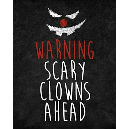 Warning Scary Clowns Ahead Print Creepy Clown Picture Halloween Wall Decoration Seasonal Poster