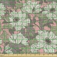 thumbnail image 2 of Ambesonne Floral Fabric by the Yard Upholstery, High Detailed Flowers Leaves, 10 Yards, Pastel Pink Grey Yellow, 2 of 5