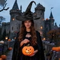 thumbnail image 3 of Halloween Hooded Cape Costume Set, 4-Piece Witch Style Set with Hat, Gloves, Necklace and Cloak, Adult Dress Up Accessories for Masquerade Parties and Costume Events, 3 of 3