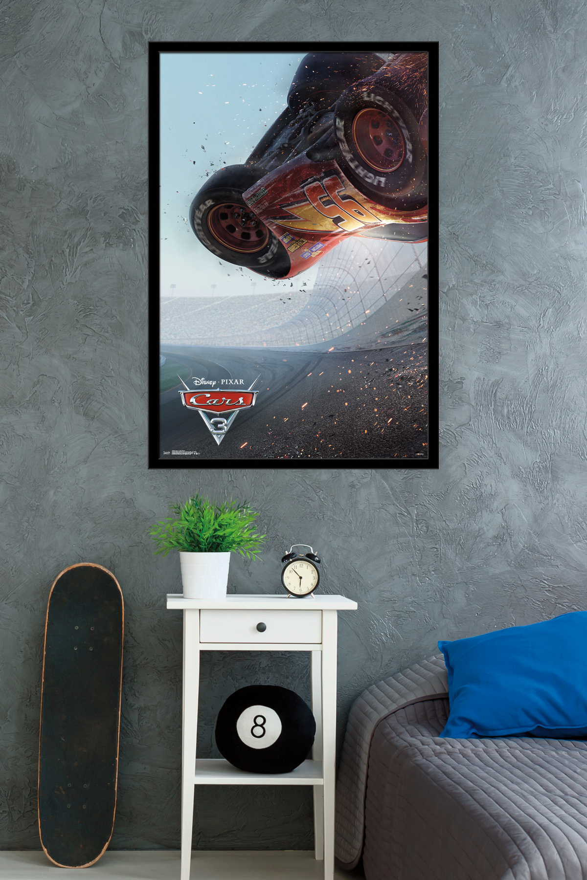 Disney Pixar Cars 3 - One Sheet Wall Poster, 22.375" x 34", Framed